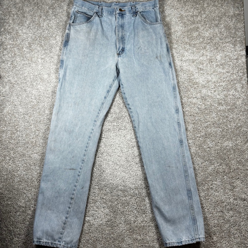 Wrangler Mens Light Wash High Rise Straight Leg Denim Jeans 36x36 (Fits 33x35)